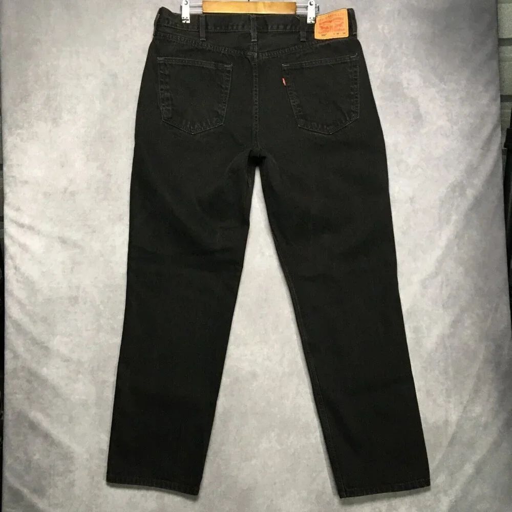Levis Mens 550 Relaxed Fit Black Jeans size 38x34 Cotton Denim Pant Copper Rivet